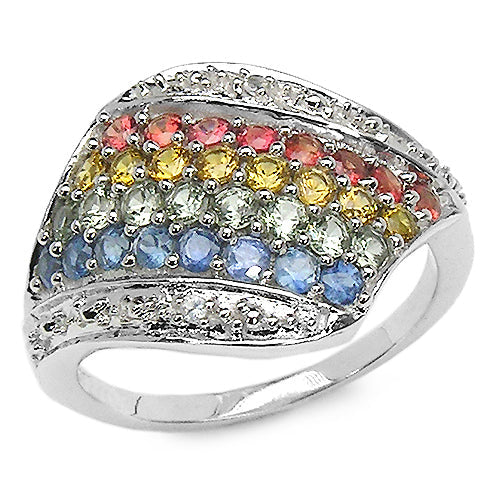 Anillo de Compromiso de Plata Esterlina de 1.97 Quilates con Múltiples Piedras