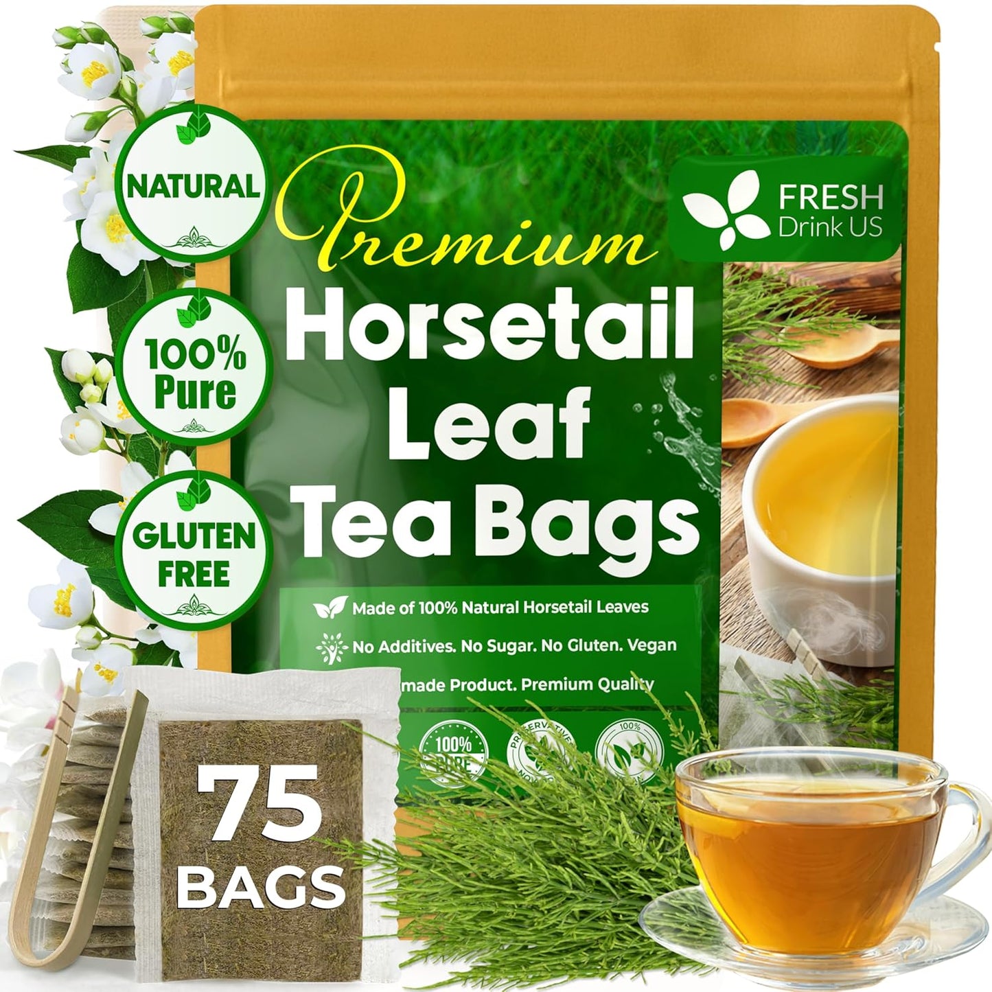 Premium Horsetail Leaf Tea Bags - 100% Natural & Pure