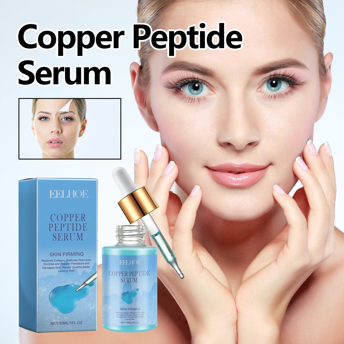 Copper Peptide Serum, Fade Out Fine Lines Moisturize Skin Firming Bright Spots And Delicate Pores - Korvel