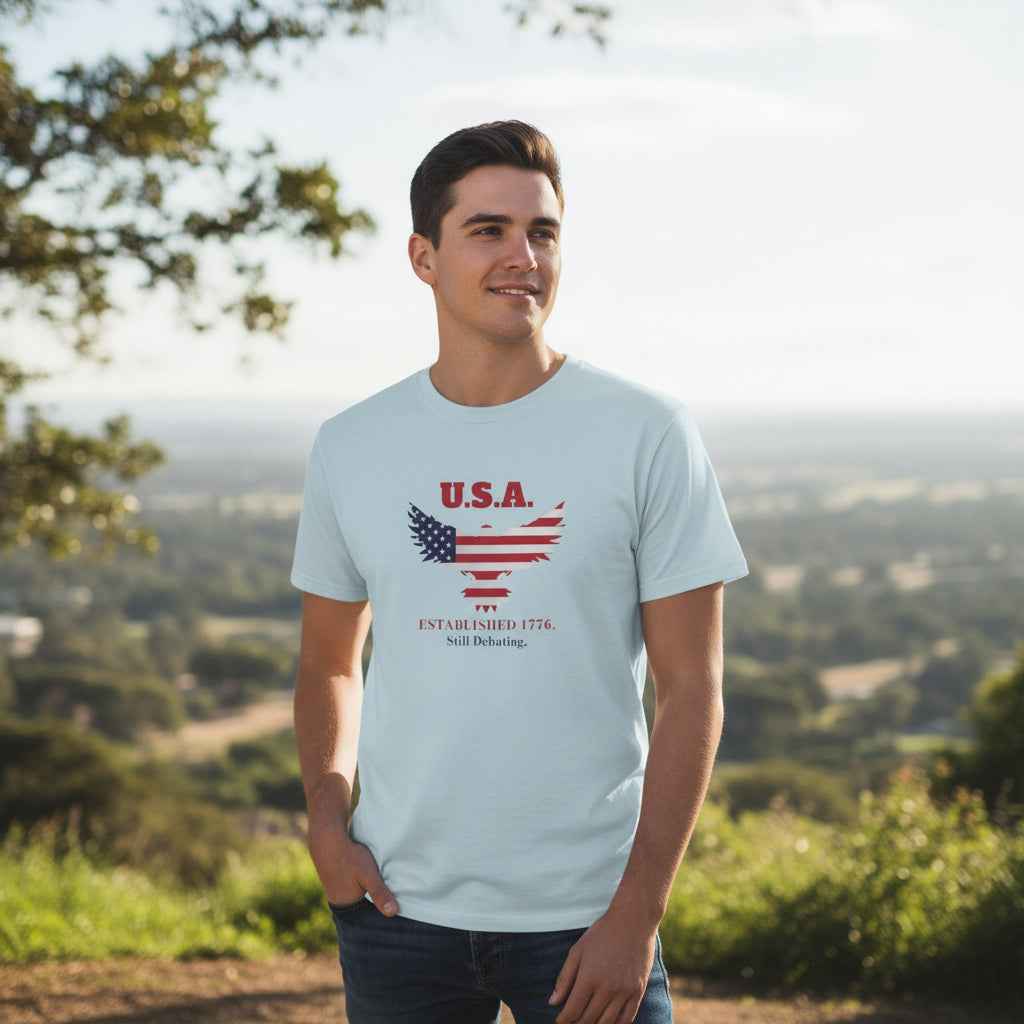U.S.A. Still Debating Tee – Patriotic Humor Shirt