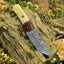 Premium Damascus Skinning Knife with Elegant Bone-Rosewood Handle - Korvel