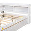 Elegant Full Bed with L-shaped Bookcases and Drawers in White