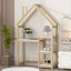 House-shaped Wooden writing Desk Kids study Table Bookshelf & Toy Storage Natural - Korvel