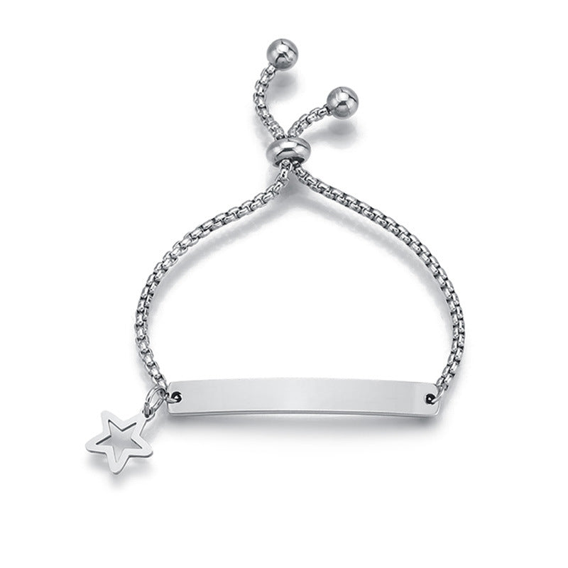 Stainless steel personalized engraved three color curved bracelet simple and personalized women's bracelet - Korvel