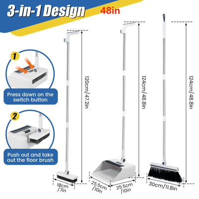 Folding broom dustpan floor brush three in one household multifunctional cleaning broom - Korvel