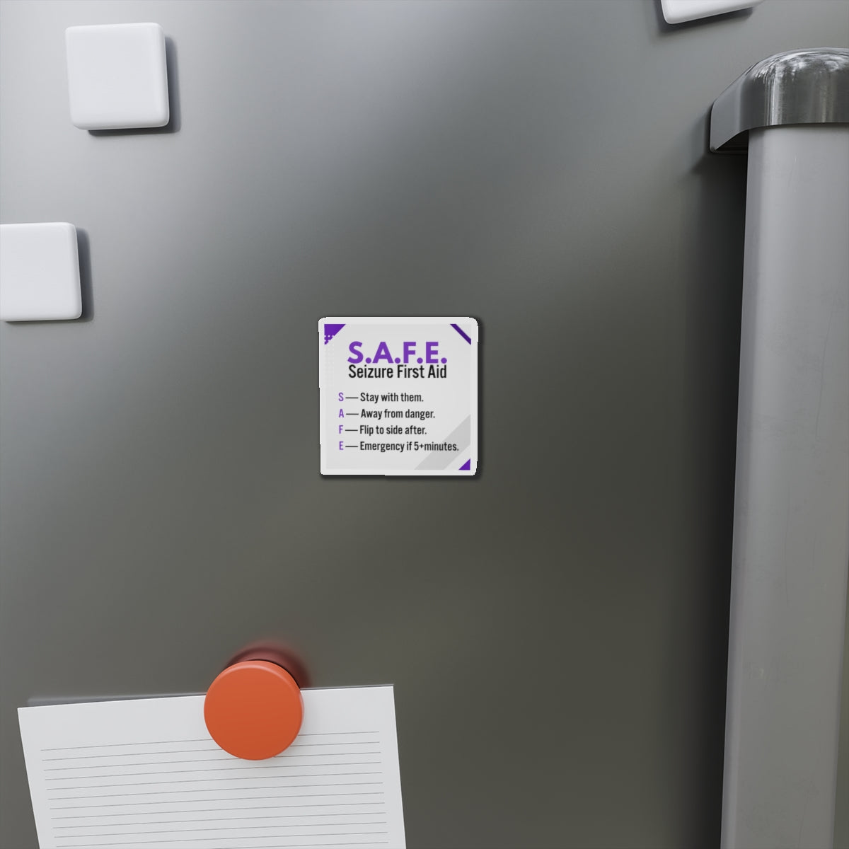 Imán de Primeros Auxilios para Convulsiones S.A.F.E. - Guía de Concienciación sobre la Epilepsia