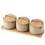 Japanese Ceramic Seasoning Jar Set with Bamboo Lid