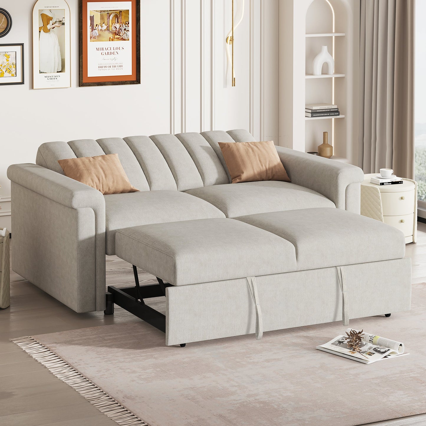 U_STYLE Convertible Soft Cushion Sofa Pull Bed ,for Two People to Sit On - Korvel