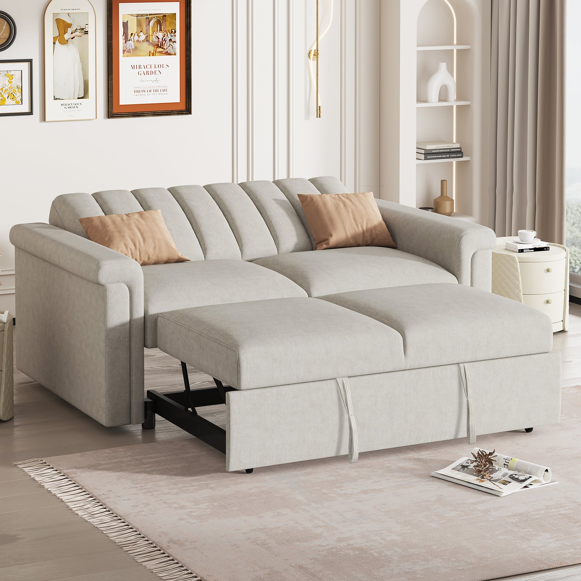 U_STYLE Convertible Soft Cushion Sofa Pull Bed ,for Two People to Sit On - Korvel