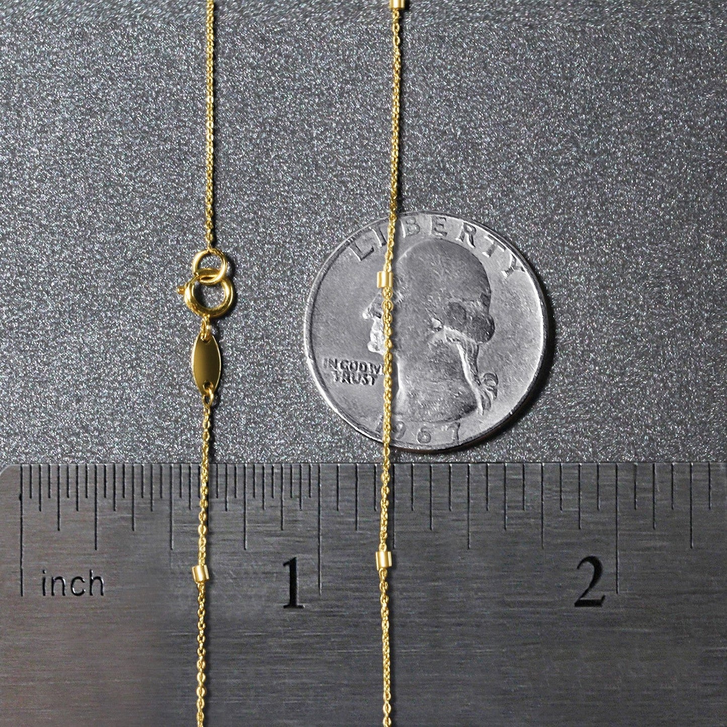 Cadena de Colgante con Enlaces de Perlas en Oro Amarillo de 14k