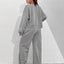 Ensemble de Veste Zippée en Couleur Unie et Pantalons à Jambes Larges