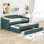 Twin Size Upholstered Daybed with Trundle and Three Drawers,Green - Korvel