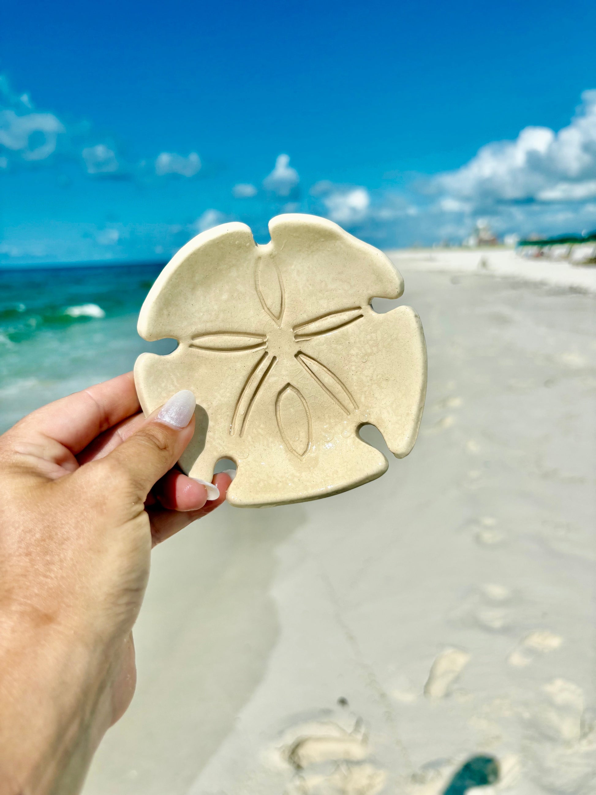 Coastal Charm Ceramic Ring Dish - Sand Dollar Design - Korvel