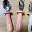 Adjustable color PPSU silicone fork and spoon set, children's stainless steel spoon and fork, baby training supplementary food tableware set of 2 pieces - Korvel