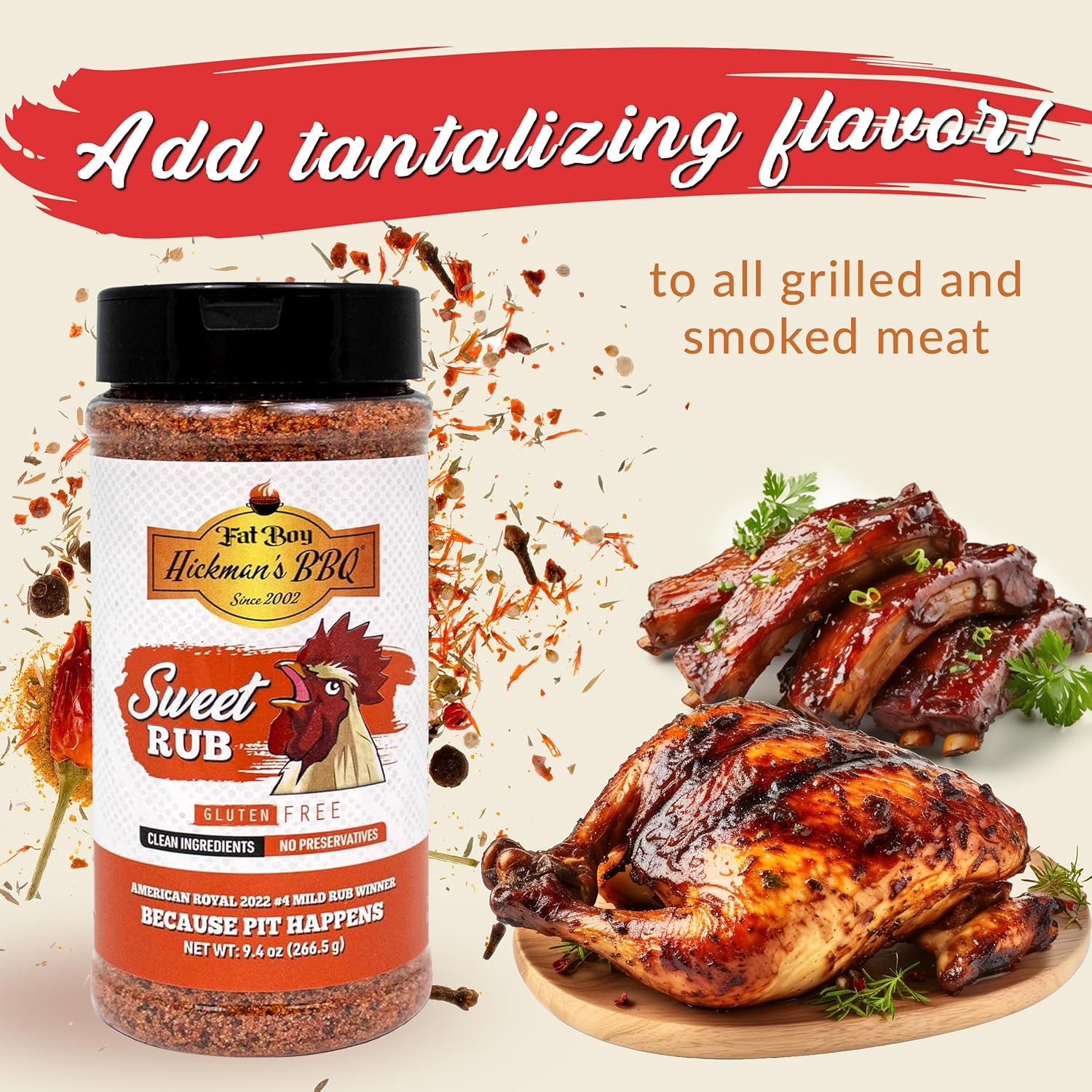 Sweet Natural Gluten Free BBQ Rub 9.4 oz - Korvel