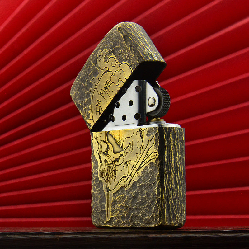 ZORRO Brass Skull Kerosene Lighter
