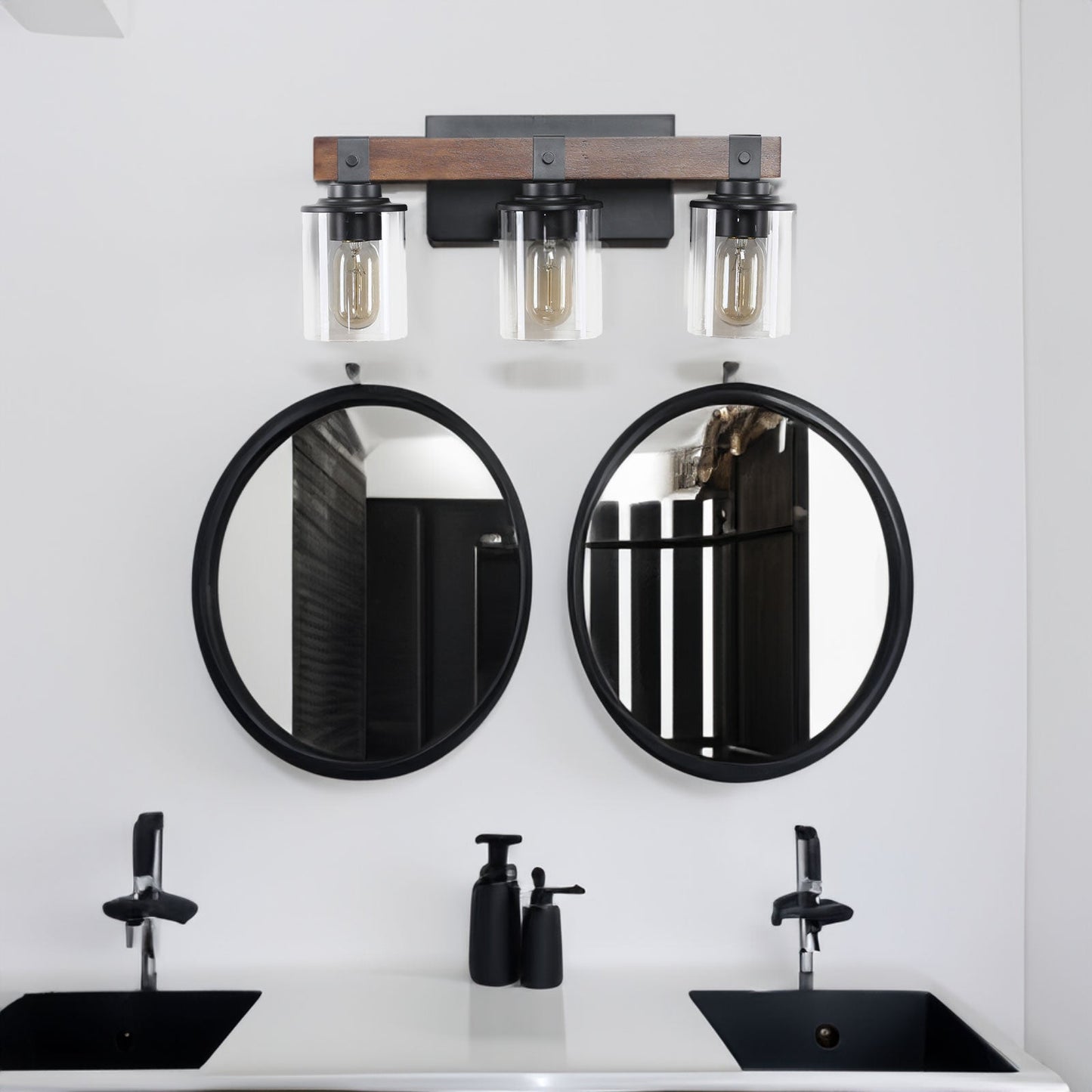 Applique de salle de bain rustique à 3 lumières de style ferme