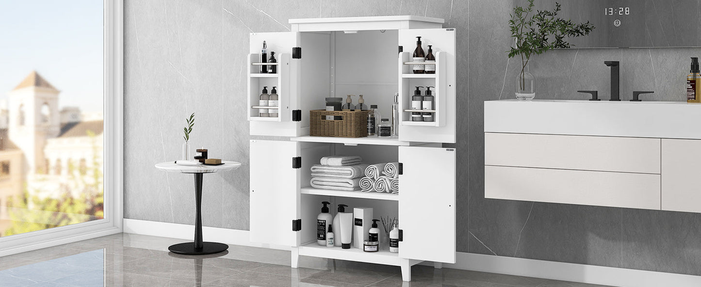 Bathroom floor storage cabinet, bathroom storage unit, 4-door independent cabinet, adjustable shelf, adaptive shelf, white - Korvel