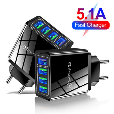 4USB mobile phone charger, multi port USB charging head charger - Korvel