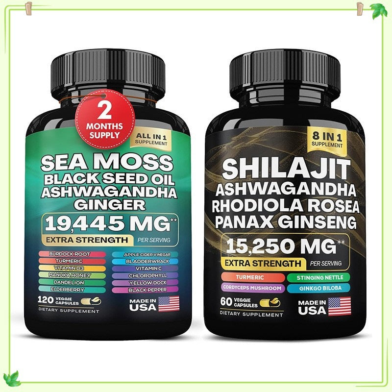 Sea moss Shilajit Frozen Collagen Peptide 2in1 Capsule Help Reduce Wrinkles - Korvel