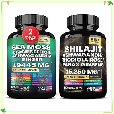 Sea moss Shilajit Frozen Collagen Peptide 2in1 Capsule Help Reduce Wrinkles - Korvel
