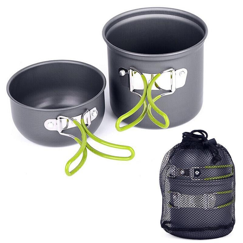 Portable Hard Aluminum Oxide Outdoor Cookware Set Convenient Three-Piece Combination Set Of Pots And Pans - Korvel