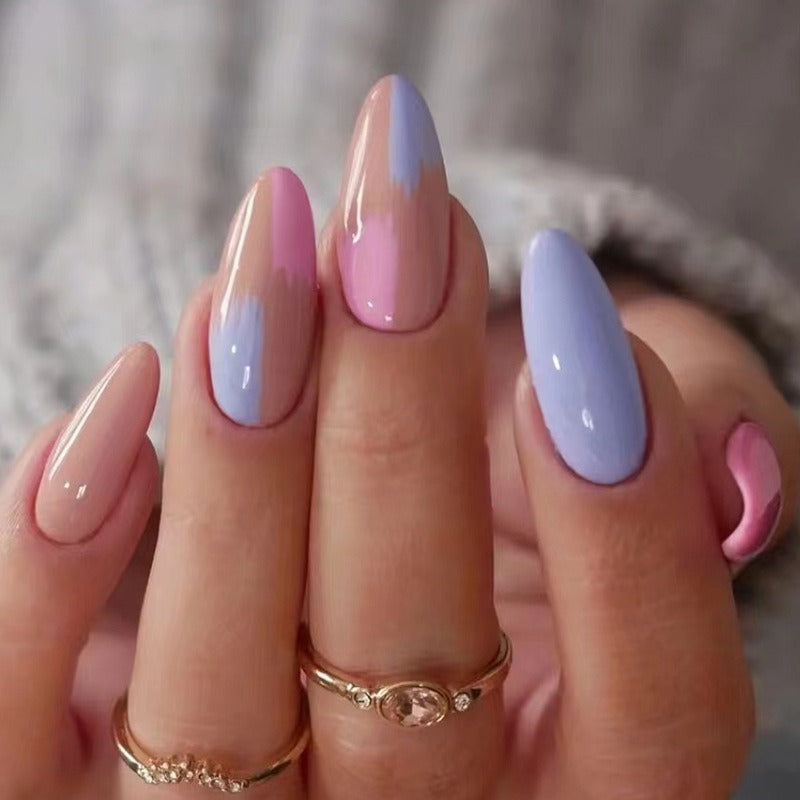 Finished manicure patches, wearable nails, drop-shaped manicure patches, contrasting color combinations - Korvel
