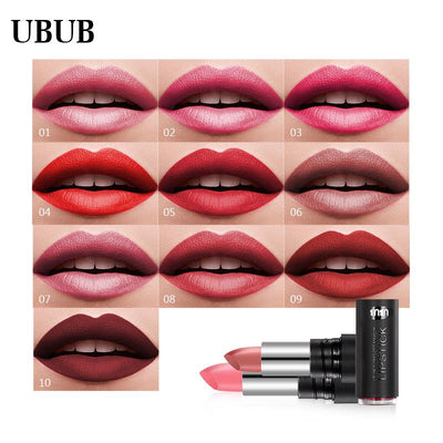 Labial Mate de Terciopelo de Lujo UBUB - Impermeable y de Larga Duración