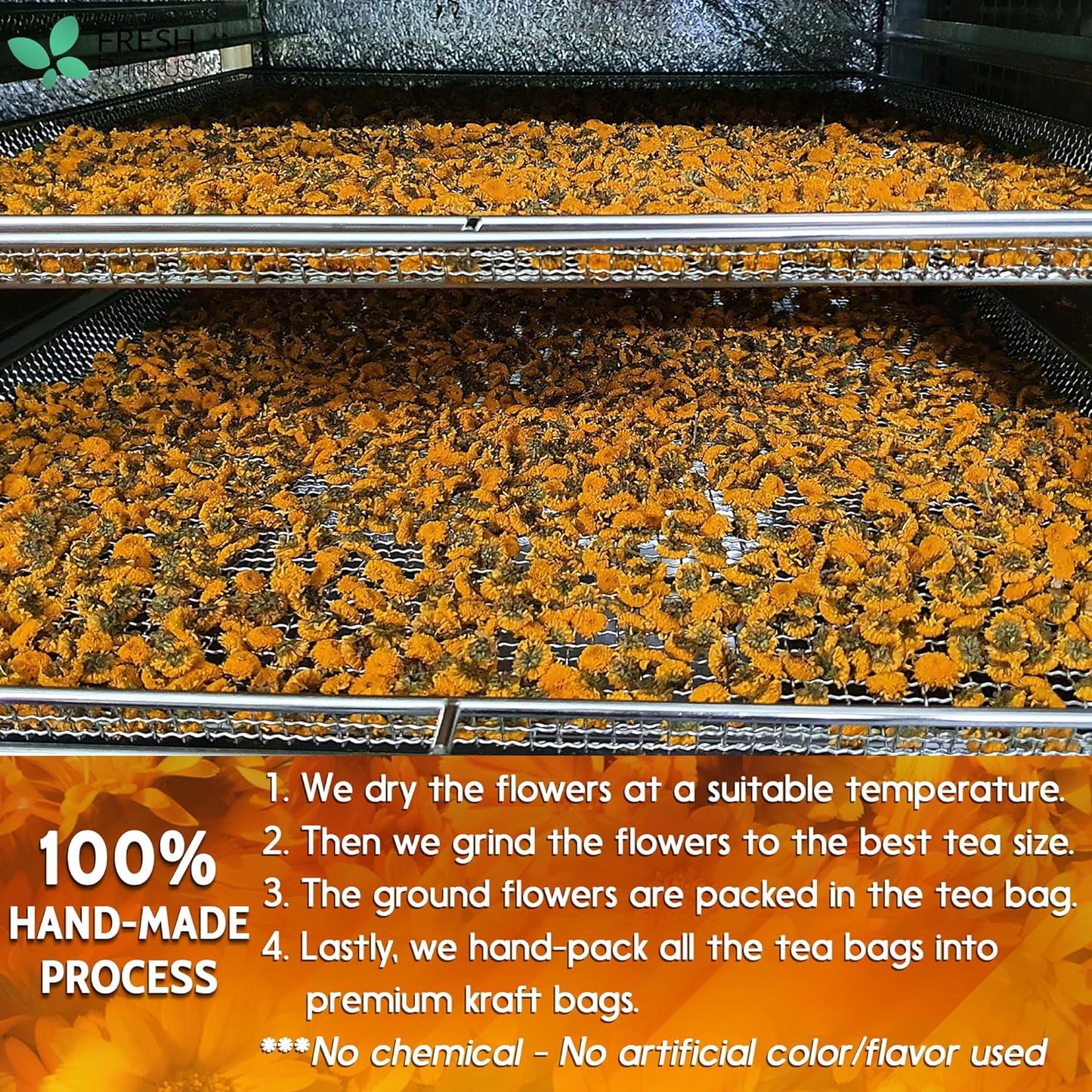 Bolsitas de té de caléndula, flores de caléndula 100 % naturales y puras, ecológicas. Infusión de caléndula. Sin azúcar, sin cafeína, sin gluten, vegana. 