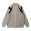 Color Block Zipper Cardigan Sweater Men's Autumn Street Style Stand Collar Long Sleeve Loose Knitwear - Korvel