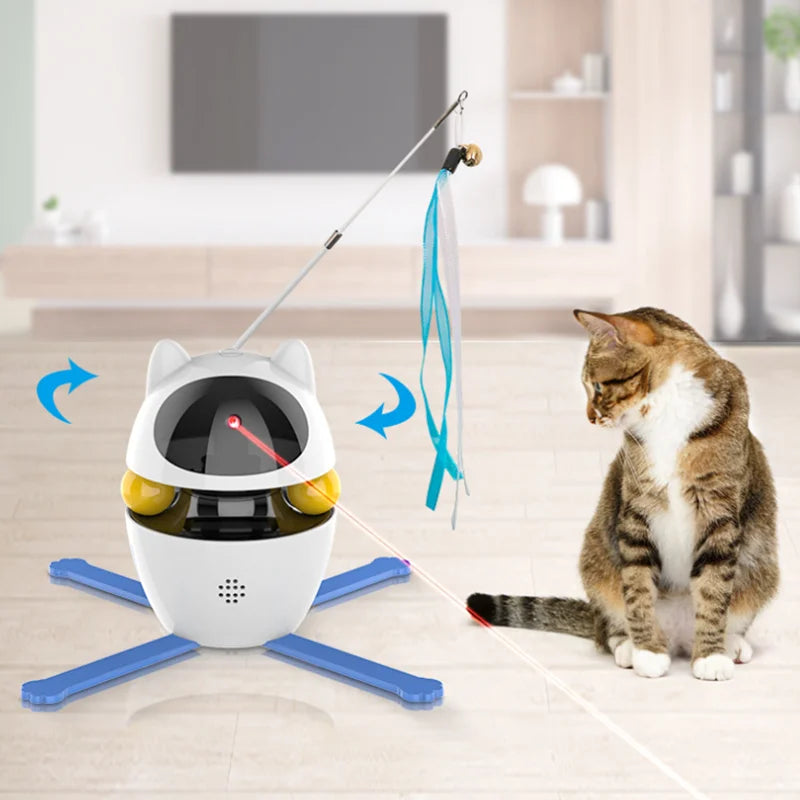 Chasing Exercising Laser Toy USB Rechargeable 4-in-1 Cat Toys Indoor Electric Interactive Toys with Ball  Pet cat Teasing cats - Korvel
