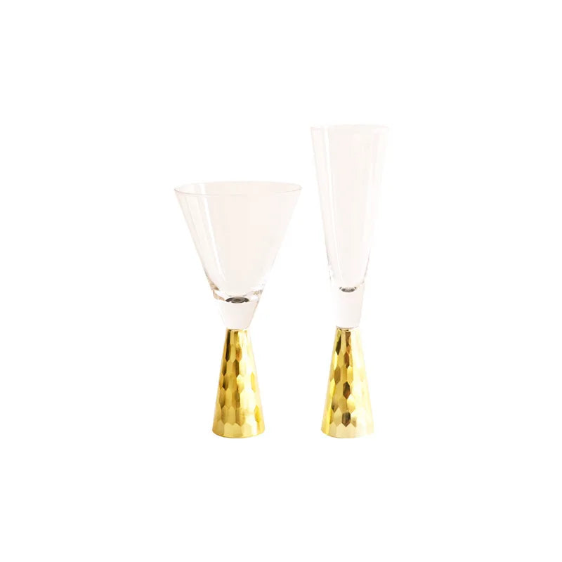 High-end Glass Wine Glasses Golden Wine Glasses Family Party Champagne Glasses Bar Whiskey Cocktail Glasses Martini Glasses - Korvel