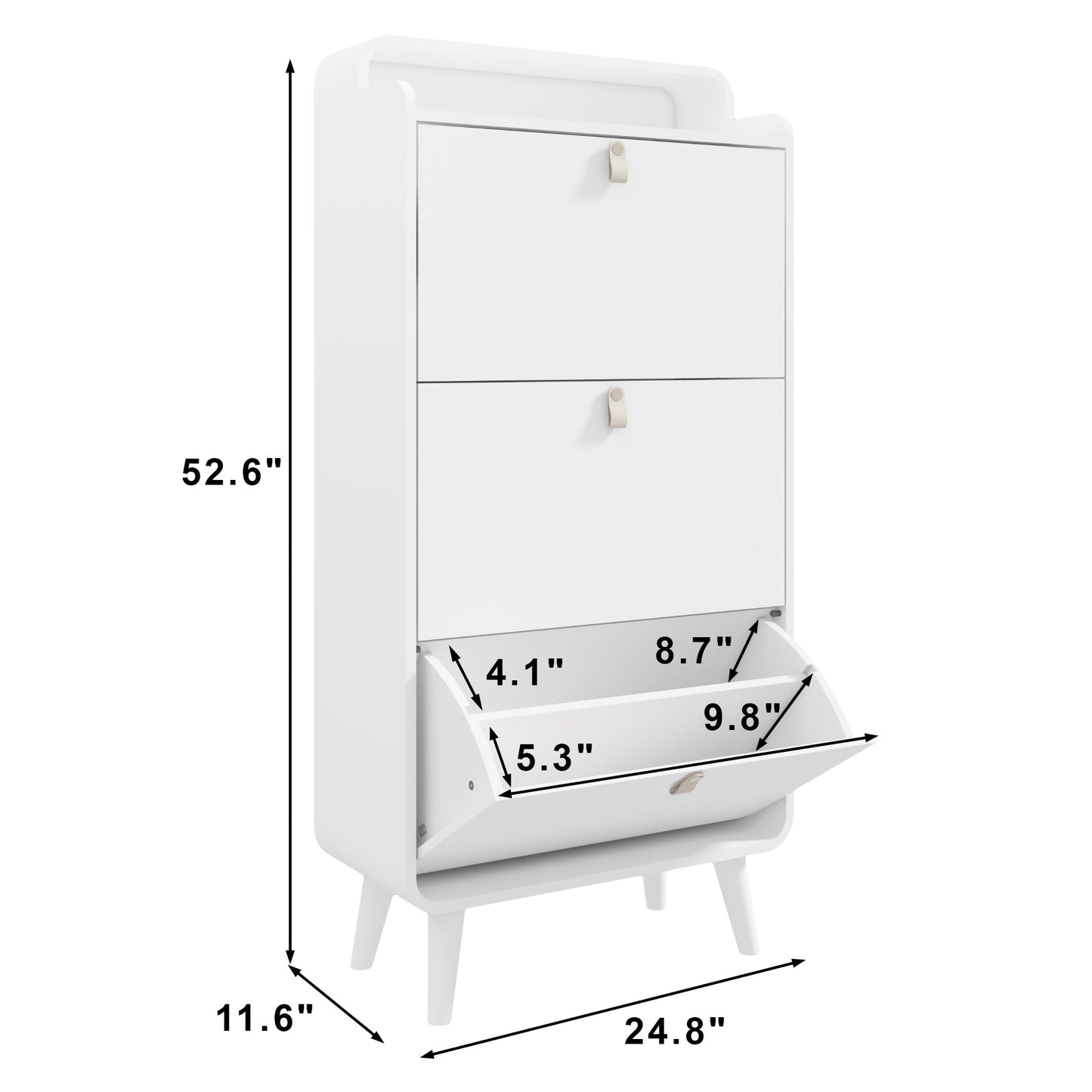 Modern Arc Design Shoe Cabinet With 3 Drawers,Shoe Storage Cabinet for Entryway,Outdoor,White Finish - Korvel