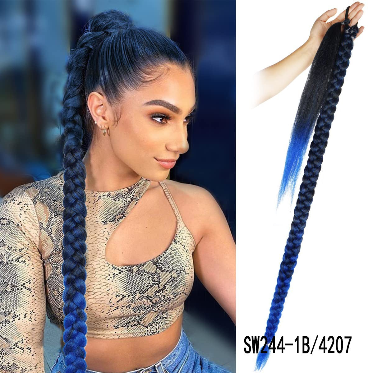 Fake Braid New Fashion Chemical Fiber Wig Female Long Braid Hair Extensions Hair Band Type Hair Extensions Braid Wig Ponytail - Korvel