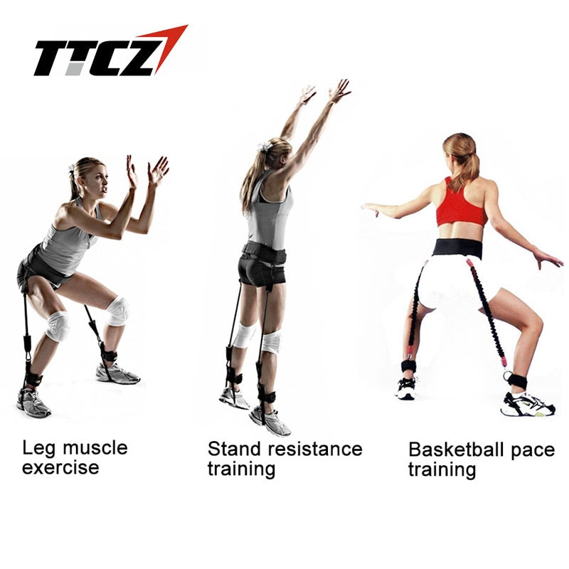 TTCZ Fitness Bounce Trainer Rope Resistance Band  Basketball Tennis Running Jump Leg Strength Agility Training Strap  equipment - Korvel