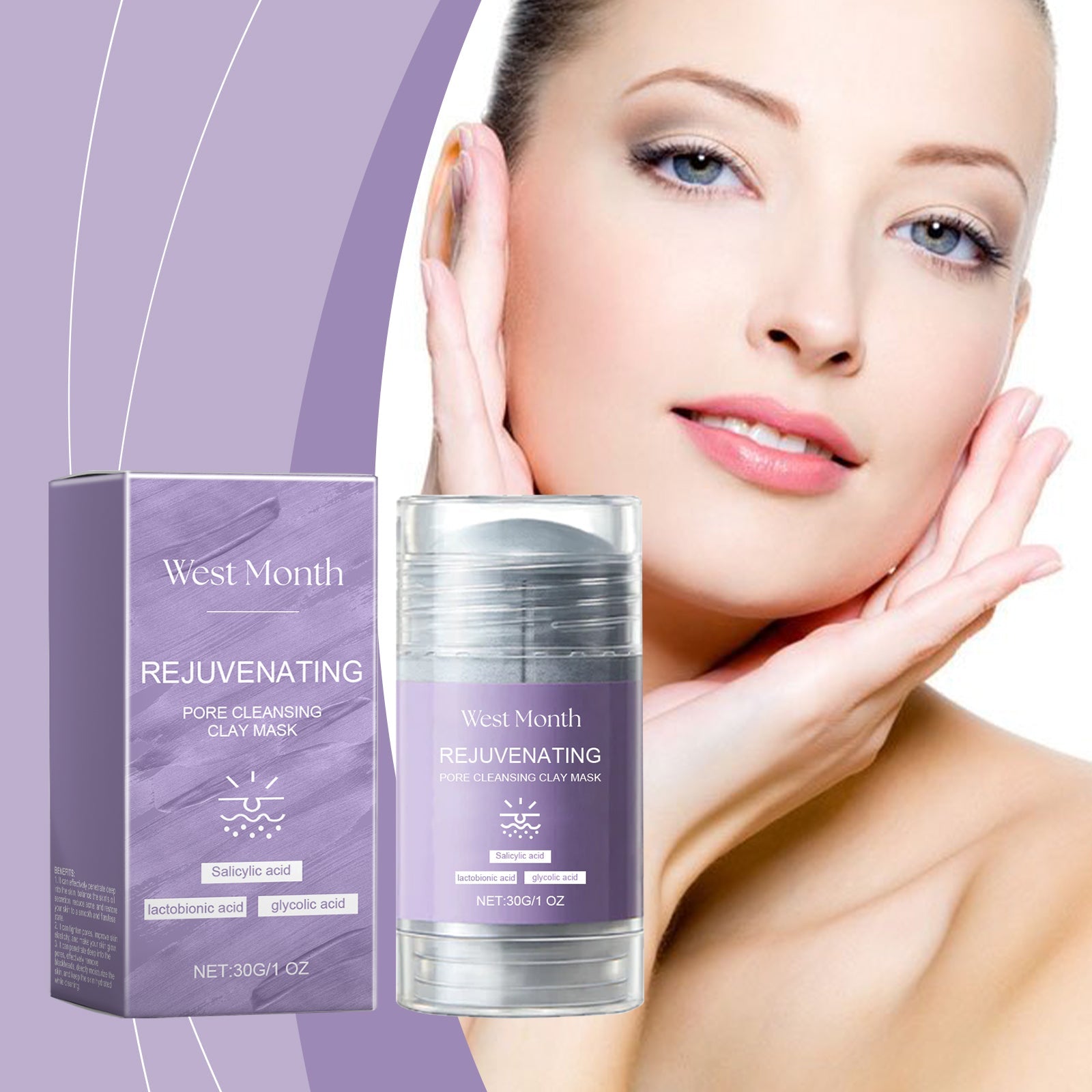 Pore Cleaning Mud Mask Stick, Gentle Clean Delicate Skin Refreshing Moisturizing Mask - Korvel