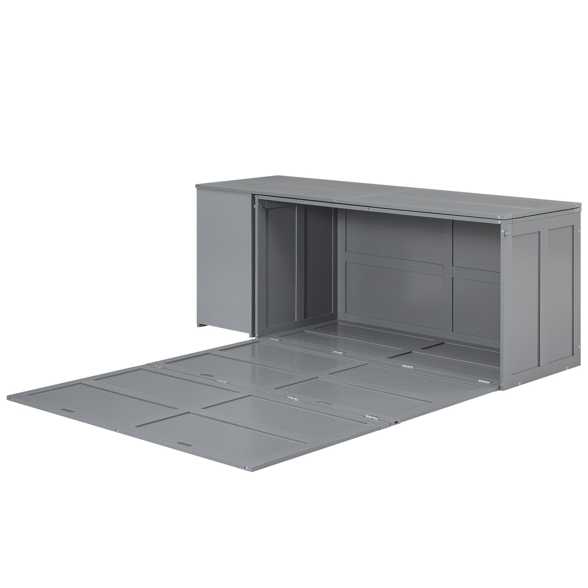 Queen Size Murphy Bed with Rotable Desk  Gray - Korvel