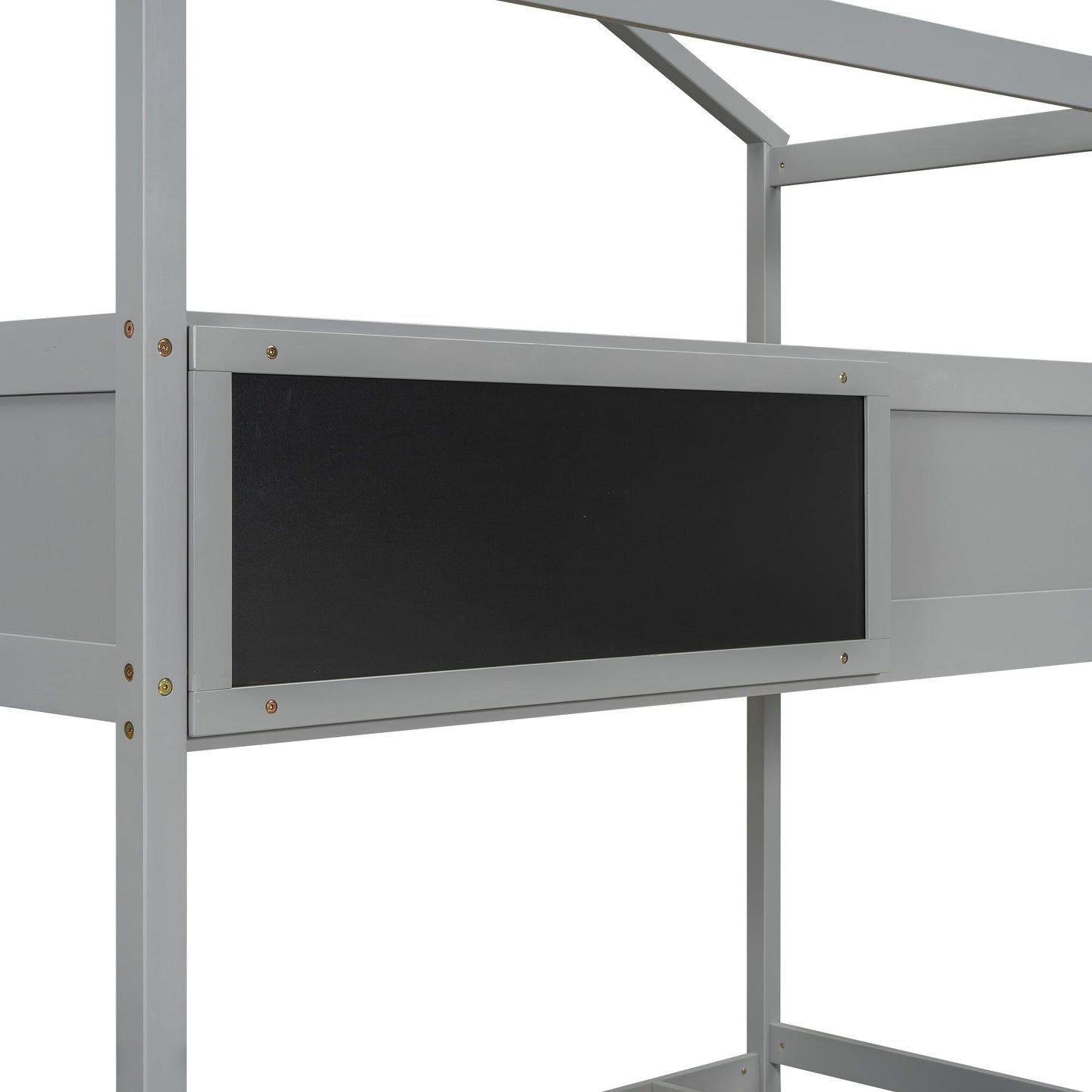 Twin over Full House Bunk Bed with Storage Staircase and Blackboard Gray - Korvel