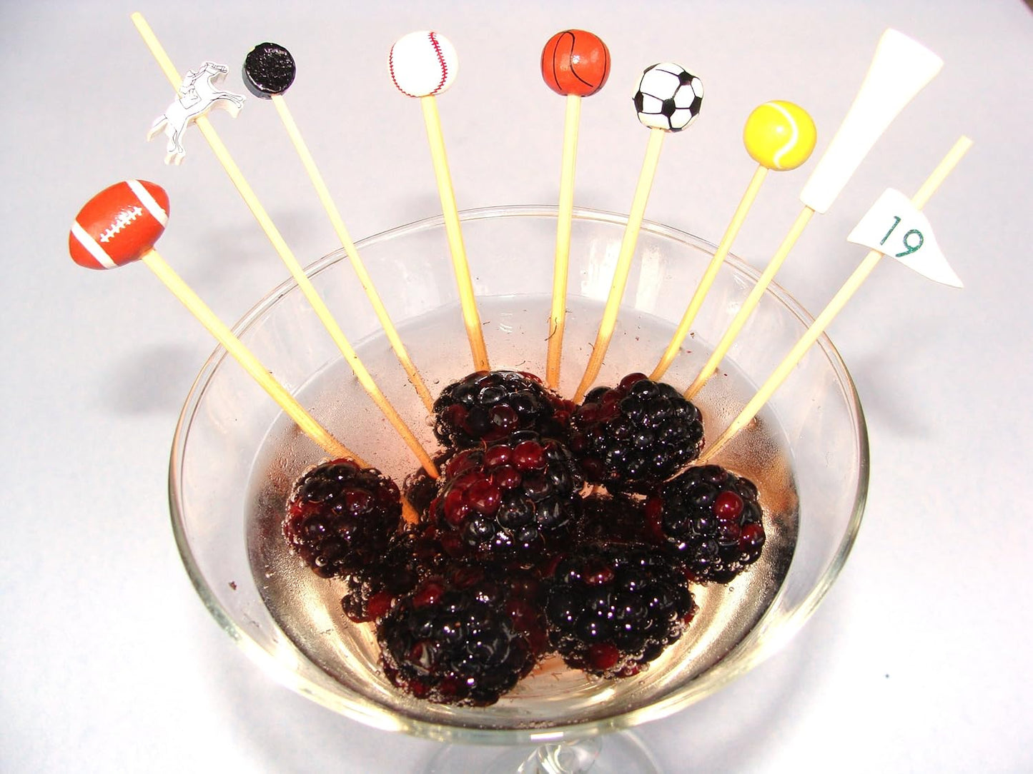 Tennis Ball Bamboo Cocktail Picks - 100 or 1000 Count