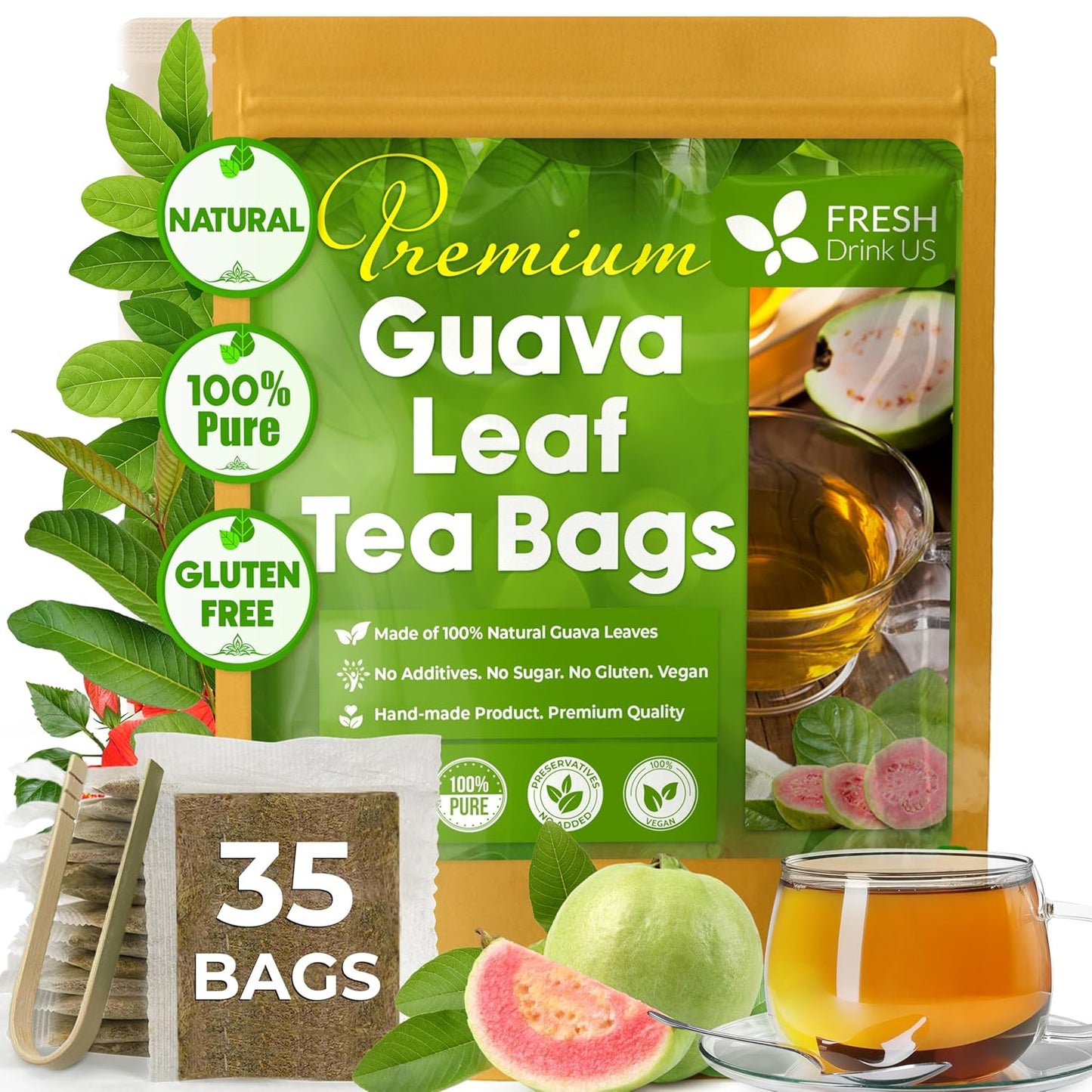 Premium Natural Guava Leaves - Whole Dried Herbal Tea