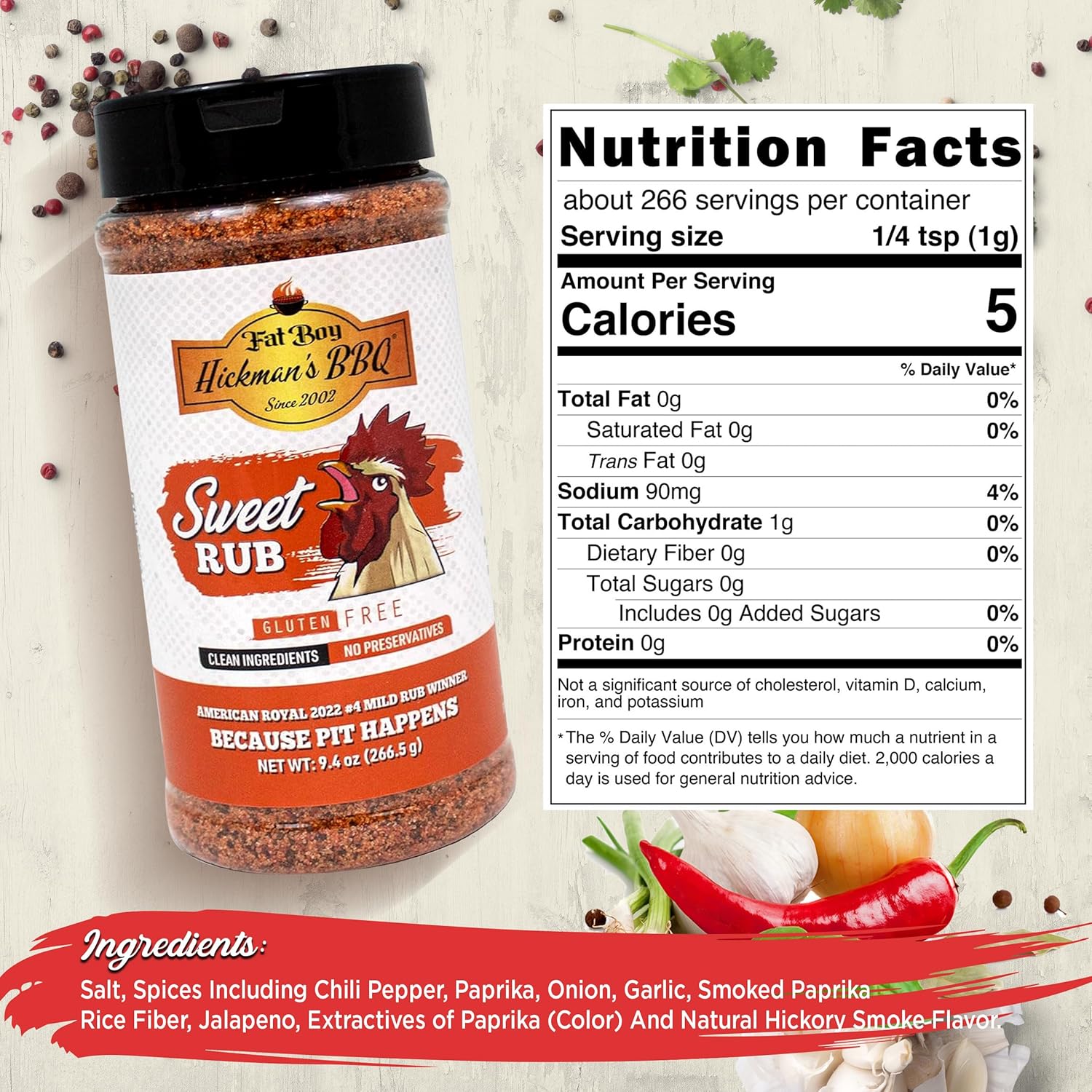 Sweet Natural Gluten Free BBQ Rub 9.4 oz - Korvel
