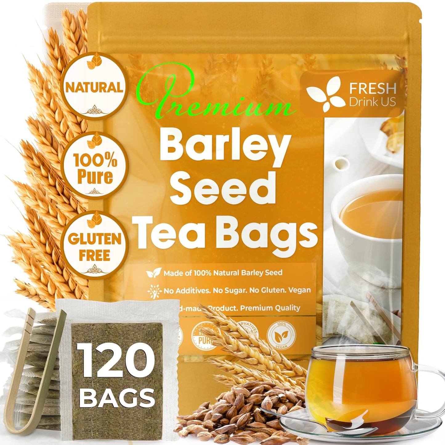 Premium Natural Barley Tea Bags - 100% Pure & Caffeine-Free