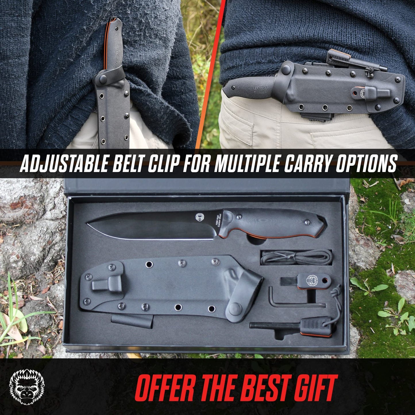 The Ultimate Fireline Bushcraft Survival Knife Gift Set (Black & Orange) - Korvel
