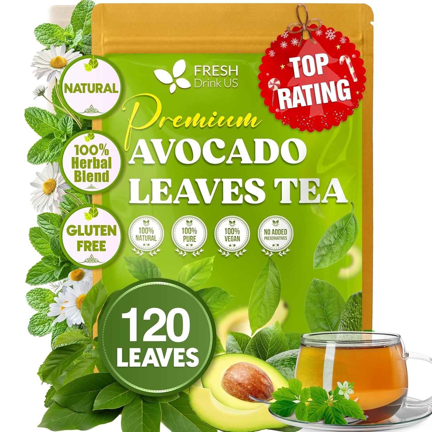 Natural Avocado Leaf Tea Bags - 100% Pure & Caffeine-Free