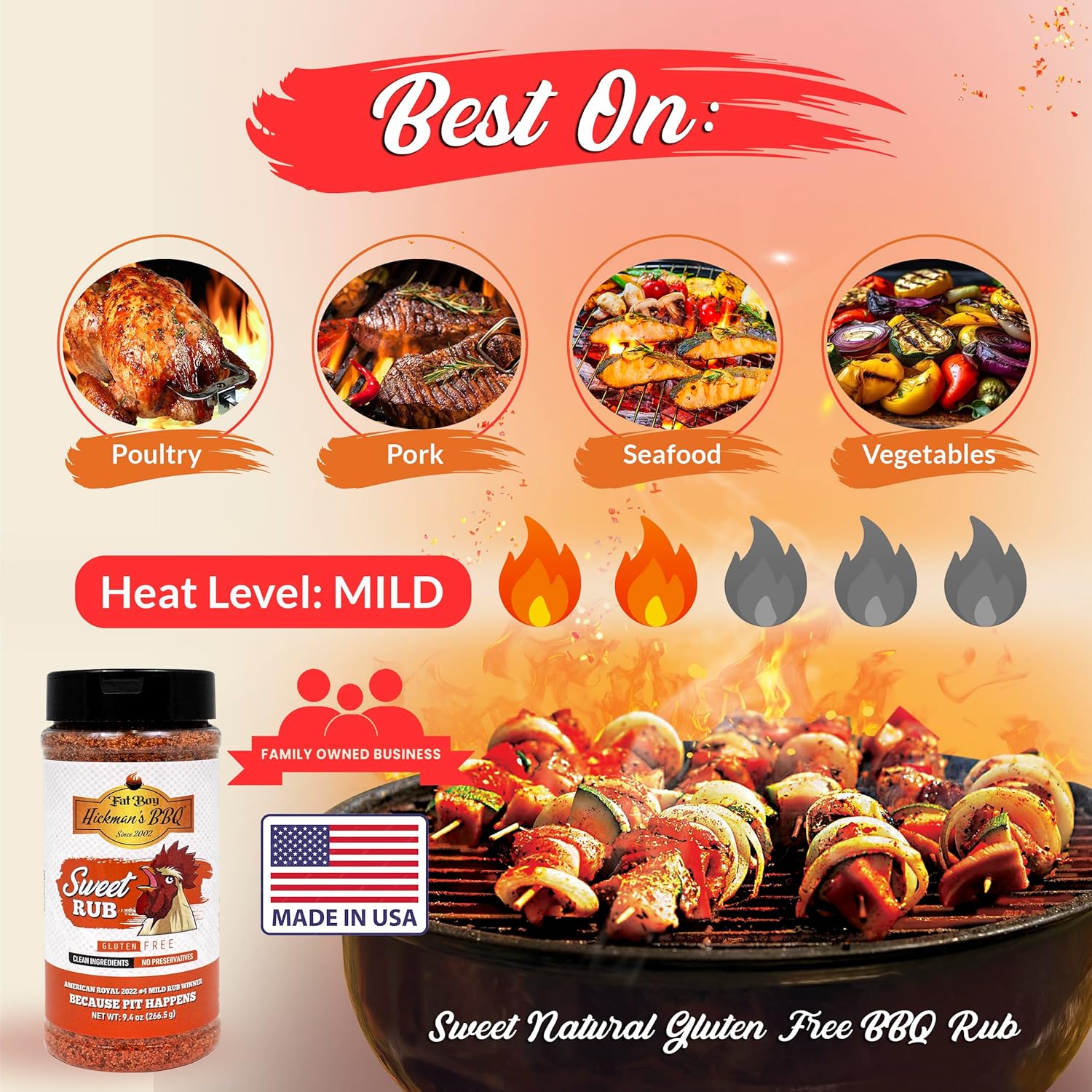 Sweet Natural Gluten Free BBQ Rub 9.4 oz - Korvel