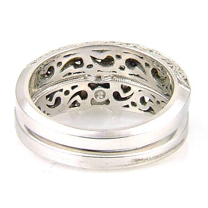 .54ct Ensemble de Bagues de Fiançailles de Style Antique en Or Blanc 18KT