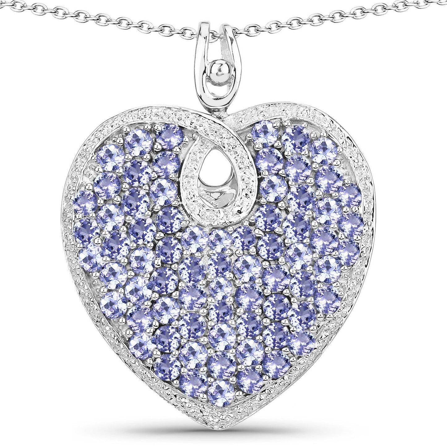 6.17 Carat Genuine Tanzanite Sterling Silver Heart Pendant