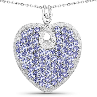 6.17 Carat Genuine Tanzanite Sterling Silver Heart Pendant