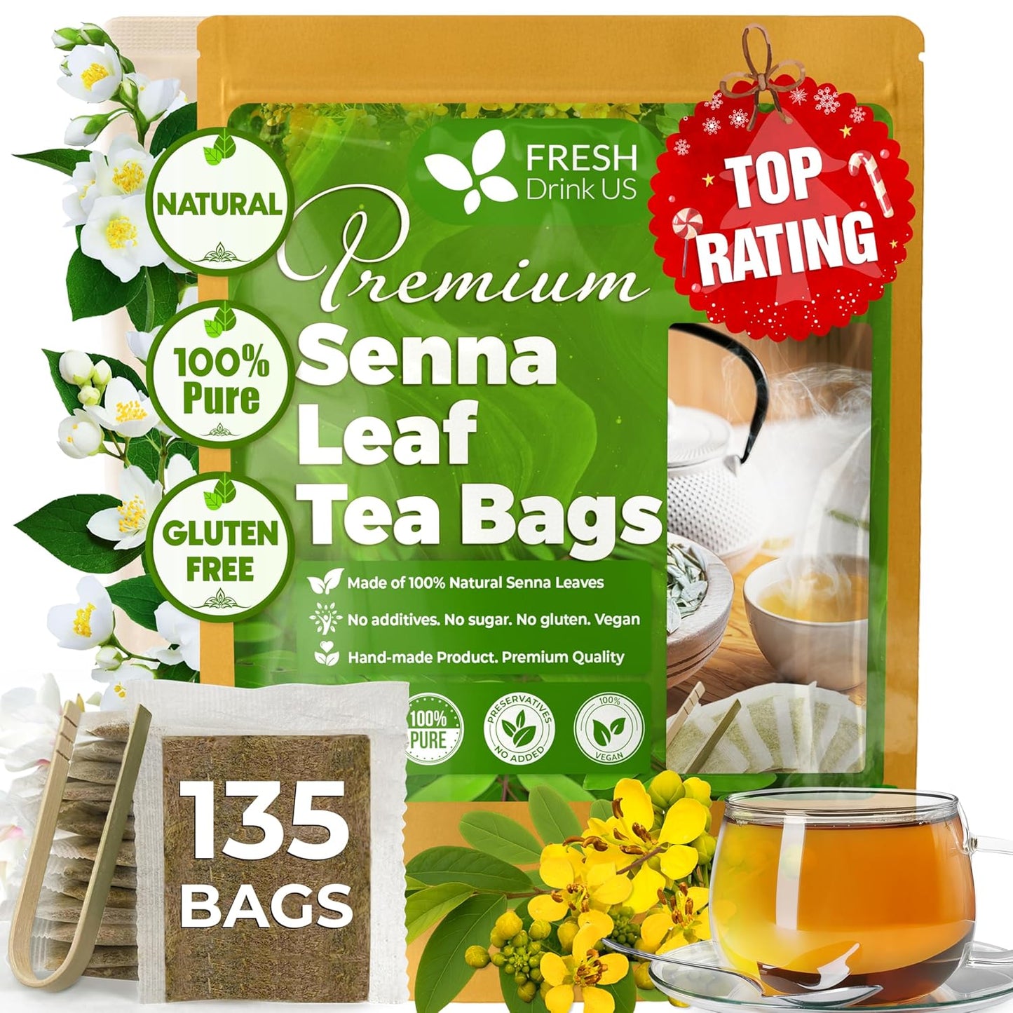 Premium Senna Leaf Tea Bags - 100% Natural & Pure