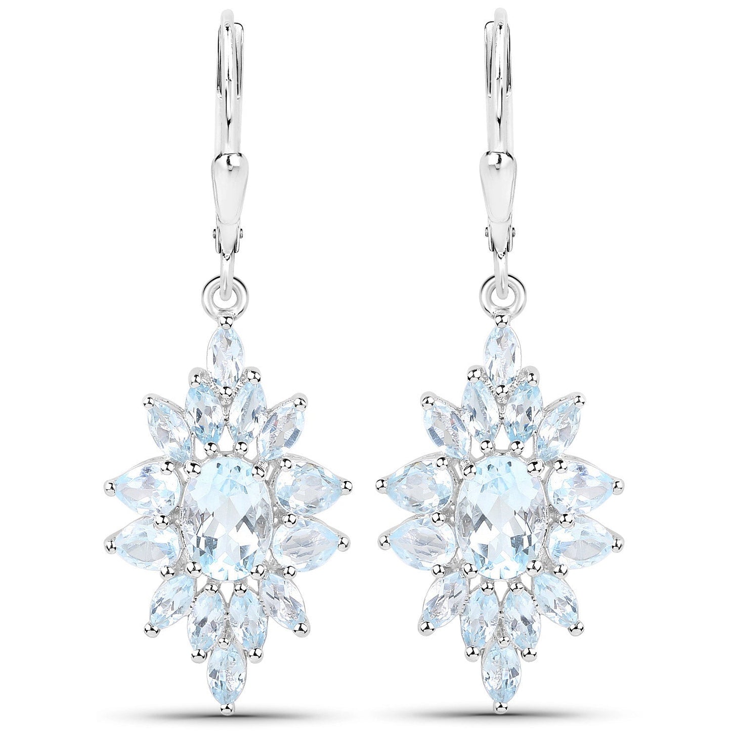 19.18 Carat Genuine Blue Topaz Sterling Silver Jewelry Set